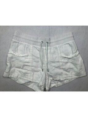 Athleta Cabo Linen 4" Shorts White Elastic Waist Drawstring 405722 Women's 16